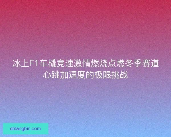 冰上F1车橇竞速激情燃烧点燃冬季赛道心跳加速度的极限挑战